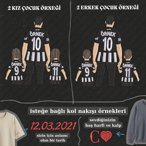 Siyah-Beyaz Formalı Baba-2 Çocuk: El Ele