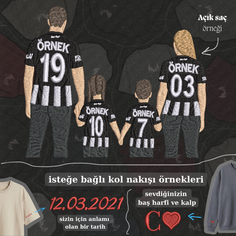 Siyah-Beyaz Formalı Anne-Baba-2 Çocuk