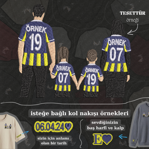 Sarı-Lacivert Formalı Anne-Baba-2 Çocuk