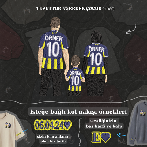 Sarı-Lacivert Formalı Anne-Baba-Çocuk