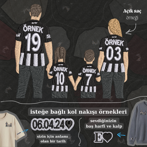 Siyah-Beyaz Formalı Anne-Baba-2 Çocuk
