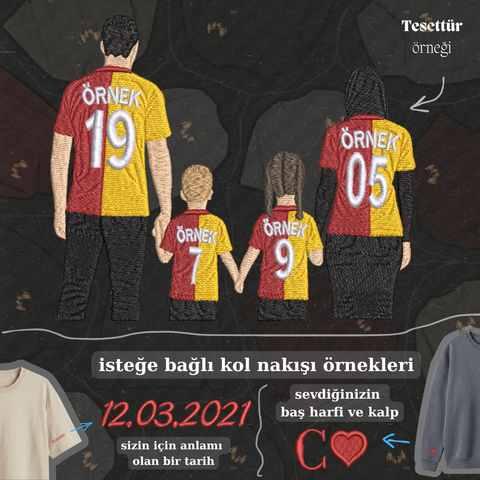 Sarı-Kırmızı Formalı Anne-Baba-2 Çocuk