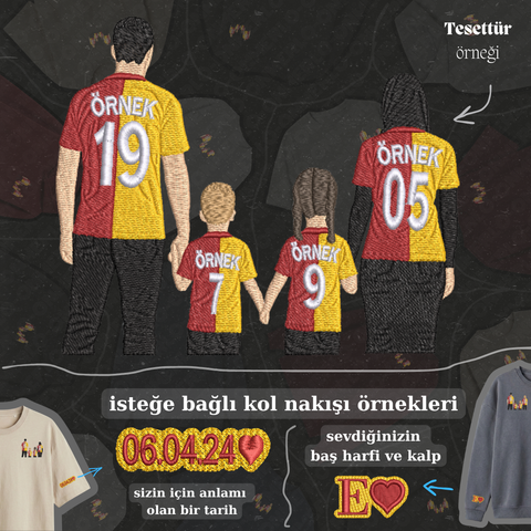 Sarı-Kırmızı Formalı Anne-Baba-2 Çocuk