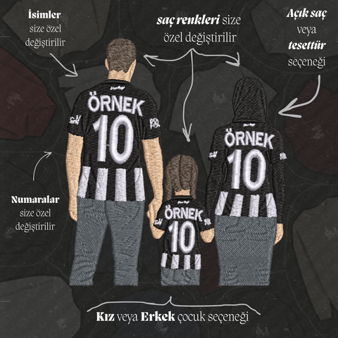 Siyah-Beyaz Formalı Anne-Baba-Çocuk