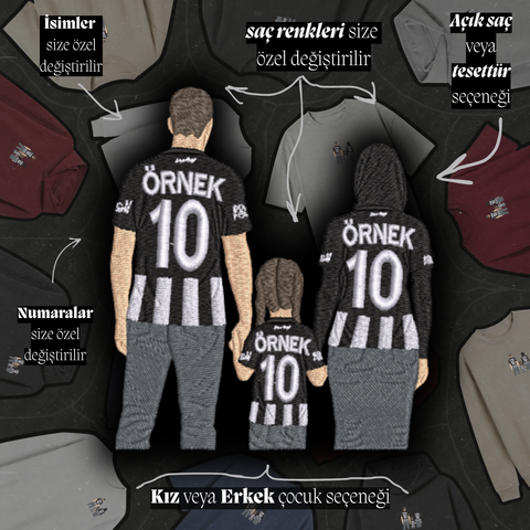 Siyah-Beyaz Formalı Anne-Baba-Çocuk