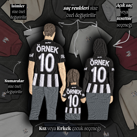 Siyah-Beyaz Formalı Anne-Baba-Çocuk