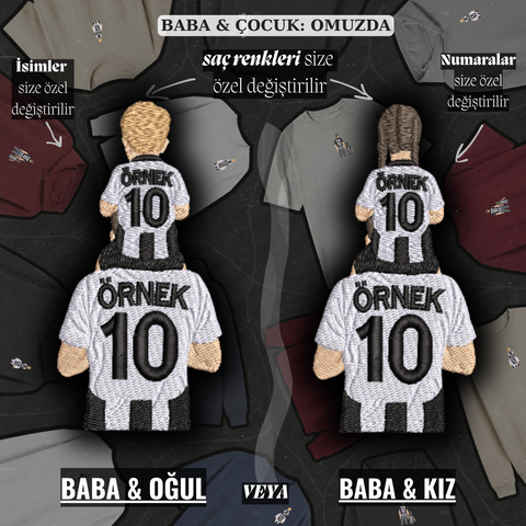 Siyah-Beyaz Formalı Baba-Çocuk: Omuzda