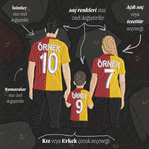 Sarı-Kırmızı Formalı Anne-Baba-Çocuk