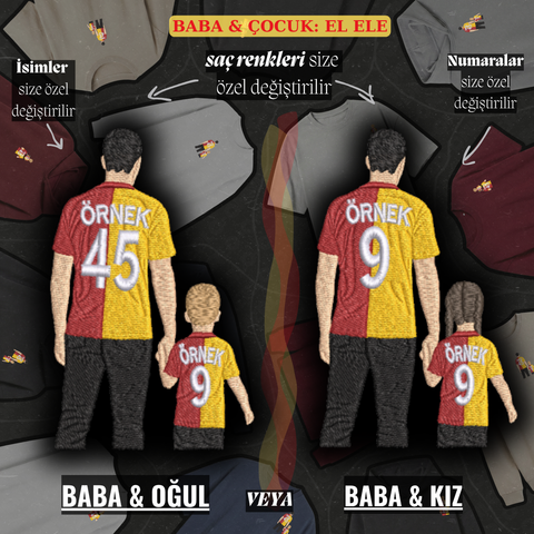 Sarı-Kırmızı Formalı Baba-Çocuk: El Ele