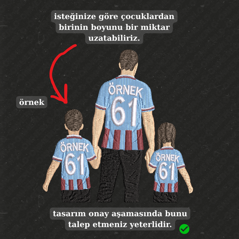 Bordo-Mavi Formalı Baba-2 Çocuk: El Ele