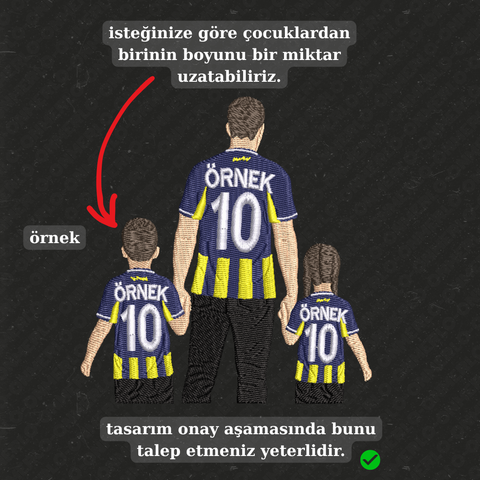Sarı-Lacivert Formalı Baba-2 Çocuk: El Ele