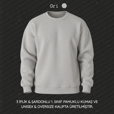 Kişiye Özel Yazı & Logo Nakışlı - 0 Yaka Sweatshirt