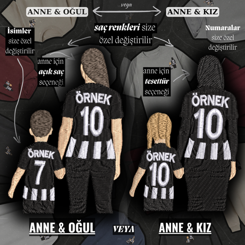Siyah-Beyaz Formalı Anne-Çocuk: El Ele