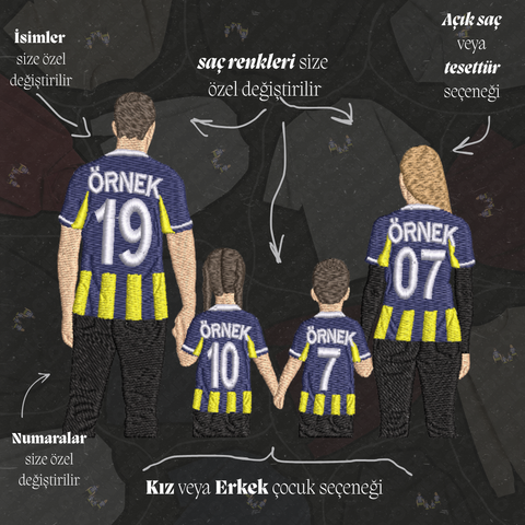 Sarı-Lacivert Formalı Anne-Baba-2 Çocuk