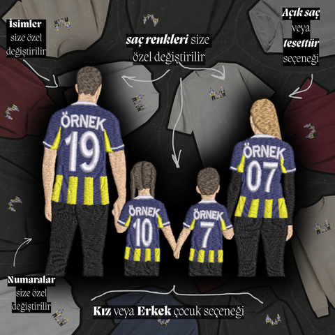 Sarı-Lacivert Formalı Anne-Baba-2 Çocuk