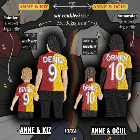 Sarı-Kırmızı Formalı Anne-Çocuk: El Ele