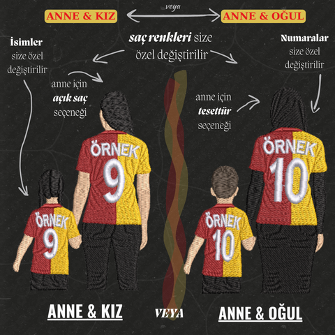 Sarı-Kırmızı Formalı Anne-Çocuk: El Ele