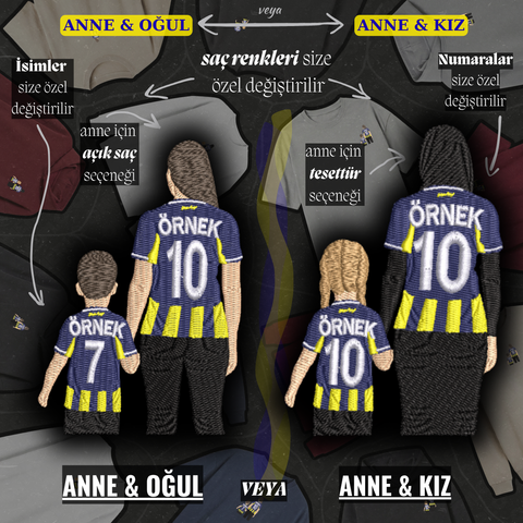 Sarı-Lacivert Formalı Anne-Çocuk: El Ele