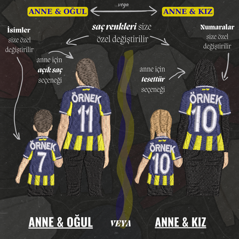 Sarı-Lacivert Formalı Anne-Çocuk: El Ele