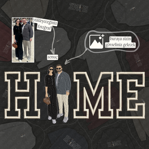 H x M E Yazılı Fotoğraf Nakışı