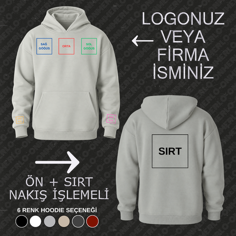 Kişiye Özel Yazı & Logo Nakışlı - Hoodie (Kapüşonlu)